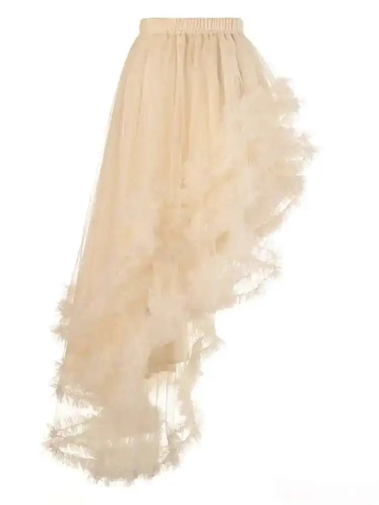 High Elastic Waist Purple Irregular Mesh Long Cake Half-body Skirt Women Fashion Tide New Spring Autumn 2025  1DF8498