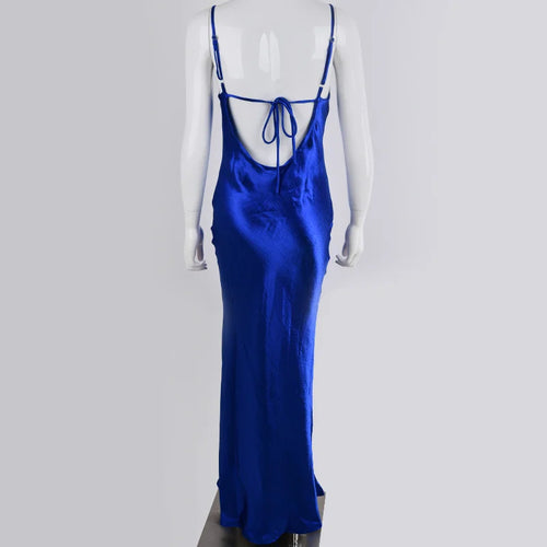 Load image into Gallery viewer, Elegant Satin Backless Maxi Dress For Women Gown Summer Spaghetti Strap Sleeveless Night Club Party Long Dress Vestido
