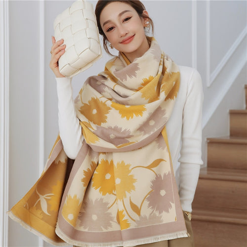 Load image into Gallery viewer, Warm Winter Scarf Cashmere Women Pashmina Design Print Shawls Wrap Female Thick Blanket Soft Bufanda Stoles Fashion
