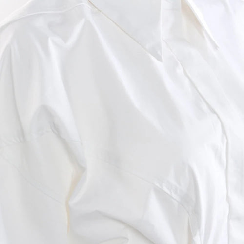 Load image into Gallery viewer, Women White Bandage Pleated Irregular Big Size Blouse New Lapel Long Sleeve Shirt Fashion Tide Spring Autumn 2025 1DJ0341
