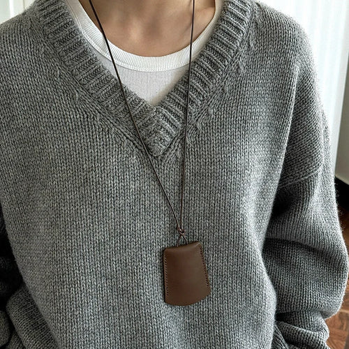 Load image into Gallery viewer, 50% Wool Thick Big Size Knitting Sweater V-Neck Long Sleeve Women Pullovers New Fashion Tide Spring Autumn 2025 1DH7319
