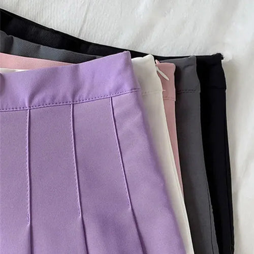 Load image into Gallery viewer, Black Skirt Female Summer High Waist gothic Anti-Glare A-Line Pleated Skirt Short Skirt Purple Ins Tide Ulzzang Skirt
