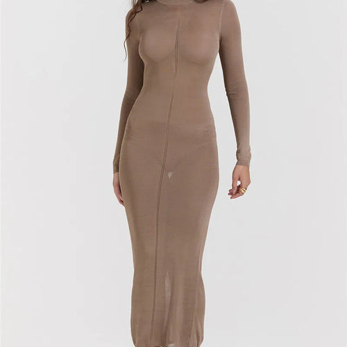 Load image into Gallery viewer, Turtleneck Backless Bodycon Midi Dress For Women New Autumn Winter Long Sleeve Club Party Sexy Long Dress Vestidos
