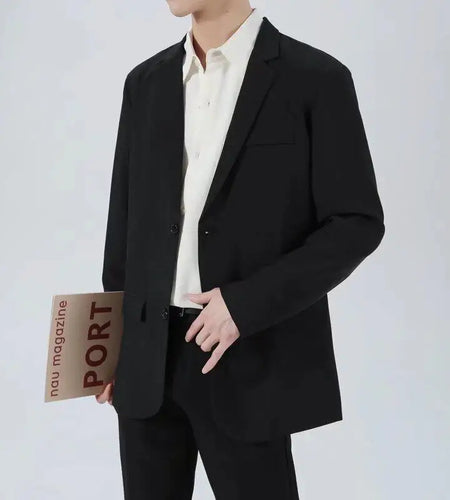 Korean Style Men's Blazers Single Breasted Lapel Menswear Business Casual Solid Color New Spring Male Suit Jackets 9W1225