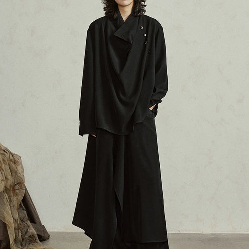 Load image into Gallery viewer, Big Size T-shirt Wide Leg Pants Two Piece Suit New Turtleneck Long Sleeve Women Fashion Tide Spring Autumn 2025 1DH4984
