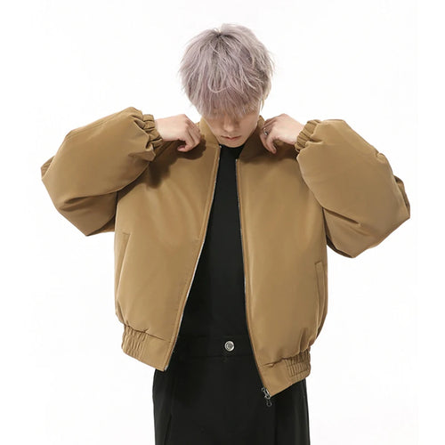 Load image into Gallery viewer, PU Leather Men&#39;s Padded Jackets Warm Round Collar Solid Color Loose Coats New Trendy Korean Short Cotton Tops Simple 9C9342
