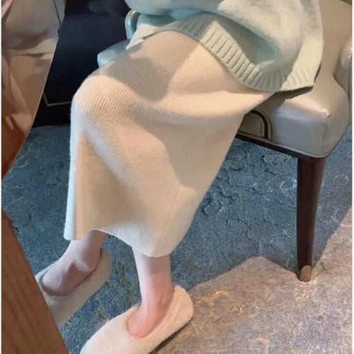 Load image into Gallery viewer, Autumn Winter Korean Fashion Solid Wrapped Hip Knitted Long Skirt Women's 2024 Elegant High Waist Festival Skirt Trendy Ladies
