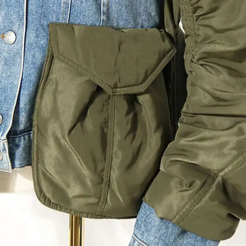 Load image into Gallery viewer, Blue Denim Color-block Big Size Jacket New Stand Collar Long Sleeve Women Coat Fashion Tide Spring Autumn 2025 7Z249
