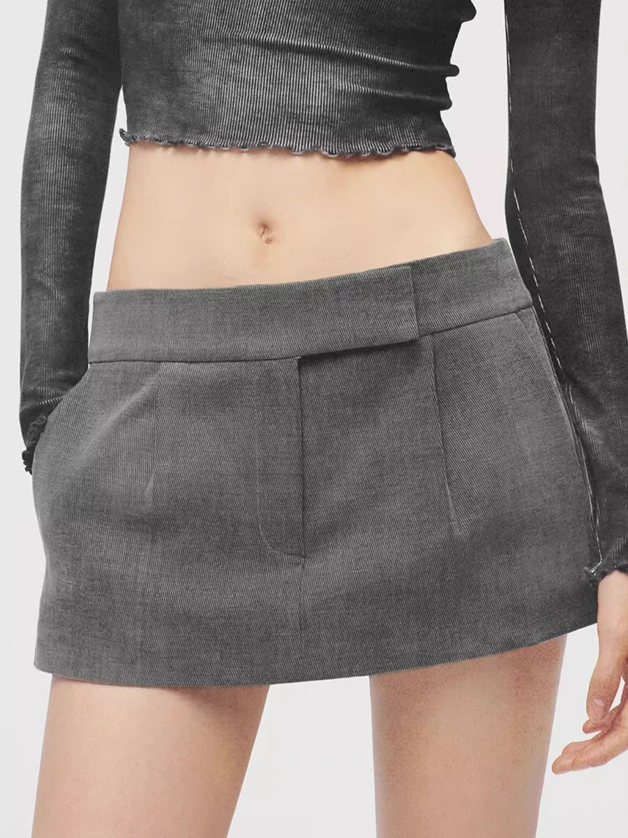 Solid Spliced Button Slimming Mini Skirts For Women High Waist Temperamnet Minimalist Skirt Female Fashion Style