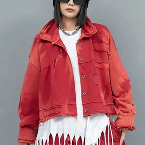 Load image into Gallery viewer, Big Size Red Short Jacket Pocket Cross Pants Two Piece Suit New Lapel Long Sleeve Women Fashion Tide Spring Autumn 2025
