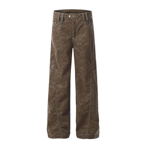 Load image into Gallery viewer, Men's Cargo Pants Line Splicing Design Straight Wide Leg New American Style Solid Color Trendy Male Trousers Summer 9W1856
