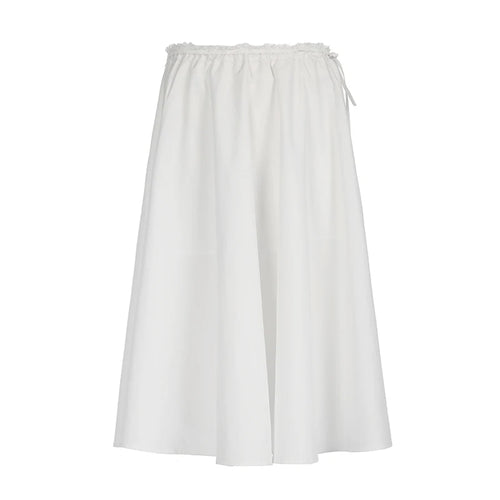 Load image into Gallery viewer, Streetwear White Loose Long Skirt Holidays Casual Lace Trim Tie-Up Summer Skirts Female Korean Chic A-Line Clothing
