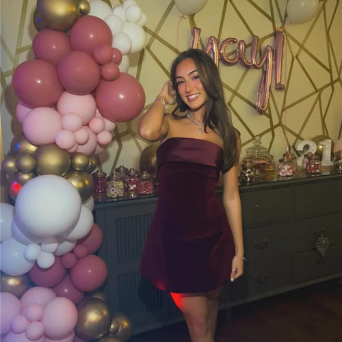 Load image into Gallery viewer, Strapless Backless Sexy Mini Dress Women Fashion With Zipper Off-shoulder Sleeveless A-line Bodycon Club Party Dress
