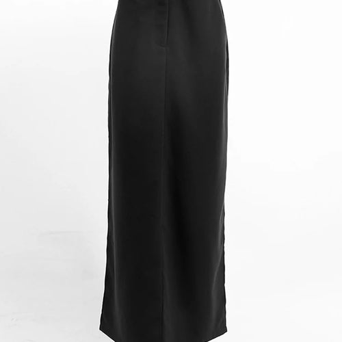 Load image into Gallery viewer, Black Loose Long Skirts Women A-Line Zip Skirts Ladies Elegant Summer Skirts Female With Pocket Ankle-Length Skirts
