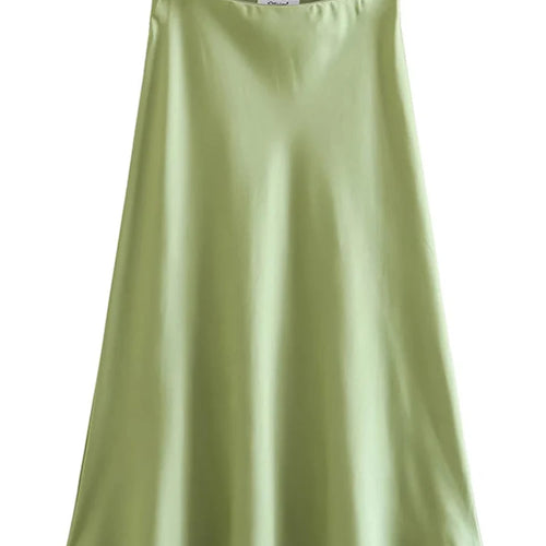 Load image into Gallery viewer, Hot Sale Solid Satin Elastic Waist Women A-Line Skirt Summer Female Slim Falda
