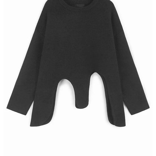 Load image into Gallery viewer, Gray Irregular Big Size Knitting Sweater Round Neck Long Sleeve Women Pullovers New Fashion Spring Autumn 2025 1DH9452
