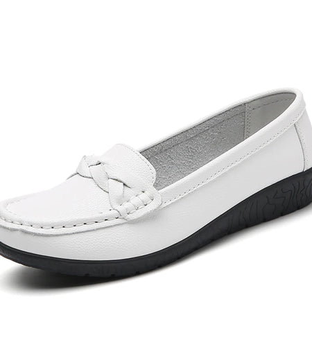 Woman Shoes Slip-on Flat Shoes With Soft Leather Loafers Women's 2025 New Flats Casual Shoes Women Footwear White Zapatos Mujer