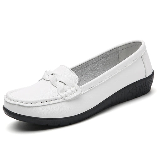 Load image into Gallery viewer, Woman Shoes Slip-on Flat Shoes With Soft Leather Loafers Women&#39;s 2025 New Flats Casual Shoes Women Footwear White Zapatos Mujer
