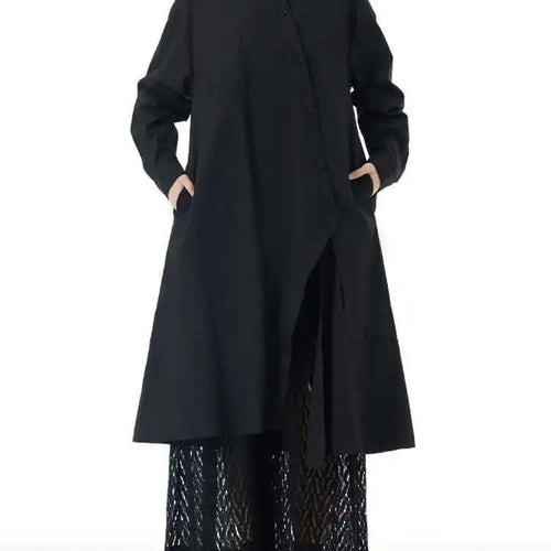 Load image into Gallery viewer, Women Purple Irregular Button Slit Big Size Shirt Dress New Lapel Long Sleeve Fashion Tide Spring Autumn 2025 1DH4827
