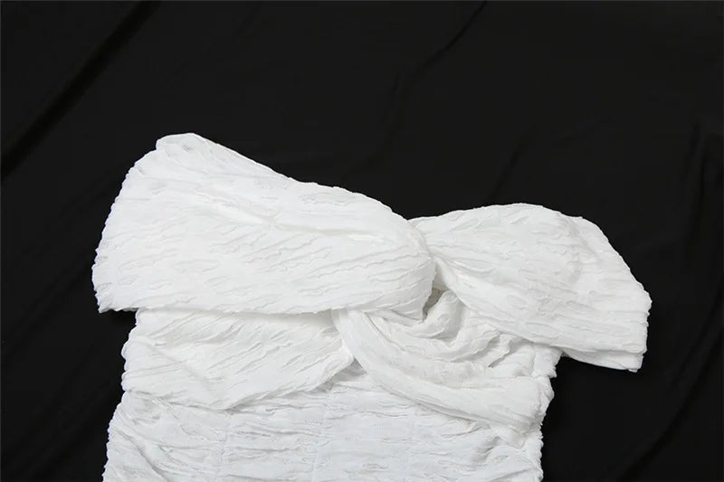 Sexy Off-shoulder Sleeveless Pleated A-line Mini Dress For Women Patchwork Slim Fit Summer Robe High Waist Party Dress