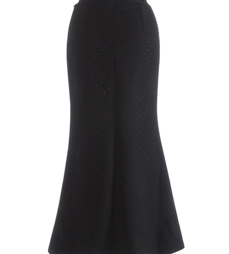 High Waist Black 3d Flower Rhinestones Elegant  Mermaid Half-body Skirt Women Fashion Tide New Spring Autumn 20251DJ1270