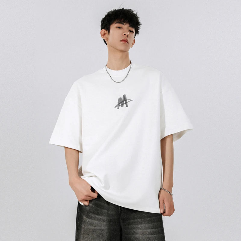 Men's T-shirts Short Sleeve New Korean Style Summer Letter Printing Design Solid Color Stylish Pullover Menwear 9W1759