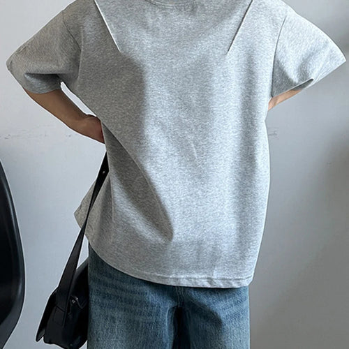 Load image into Gallery viewer, Women White Pleated Brief Big Size Casual T-shirt New Round Neck Short Sleeve Fashion Tide Spring Summer 2025 1DJ1177
