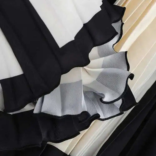 Load image into Gallery viewer, High Waist Beige Color-block Irregular Pleated Elegant Half-body Skirt Women Fashion Tide New Spring Autumn 2025 1DH6510
