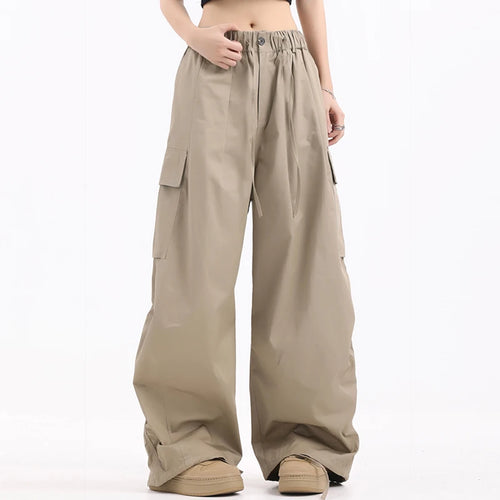 Load image into Gallery viewer, Large Pocket Men&#39;s Wide Leg Pants Casual Pleated Drawstring Solid Color Male Cargo Trousers Trendy Spring 9C4195
