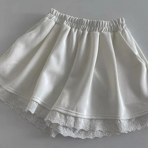 Load image into Gallery viewer, Black White High Waist Slim Mini Pleated Shorts 2024 Spring Summer Fashion Ladies Sweet Gray Lace Shorts For Women Clothes Trend
