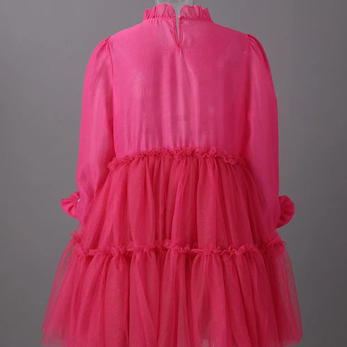 Load image into Gallery viewer, Women Rose Red Mesh Flower Big Size Mini Dress New Stand Collar Long Sleeve Fashion Tide Spring Autumn 2025 CPG3051
