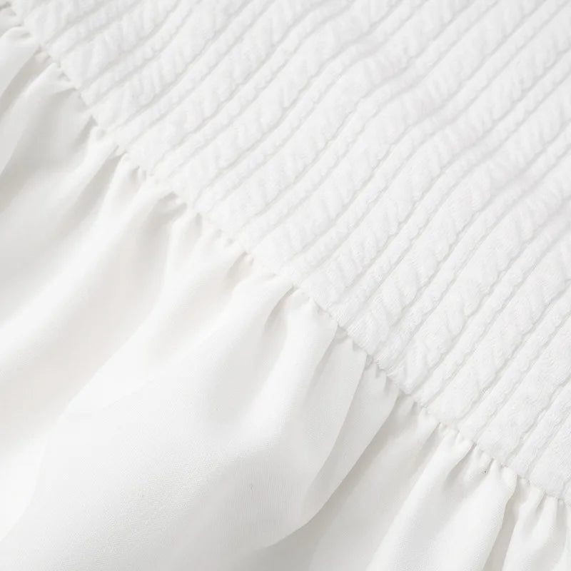 Off-shoulder Strapless Sexy Mini Dress For Women White Spaghetti Strap Sleeveless High Waist A-line Cake Dress Vestido