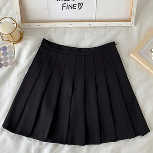Load image into Gallery viewer, Black Skirt Female Summer High Waist gothic Anti-Glare A-Line Pleated Skirt Short Skirt Purple Ins Tide Ulzzang Skirt
