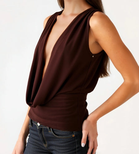 Women Tank Top y2k Summer Clothes Solid Color Cowl Neck Sleeveless Backless Vest 2000s Club Party Clothing Streetwear