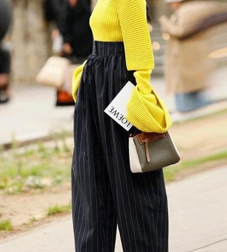 Fall Women's Retro Striped Loose Wide-leg Pants 2025 Spring Summer High Waist Urban Fashion Outfit Long Trousers Female