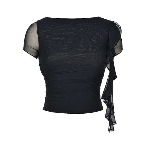 Load image into Gallery viewer, Elegant Ruffle Two Piece Set Women O Neck Short Sleeve Crop Tops And Mini Skirt Femme Fashion Party Sexy Dress Set 2023
