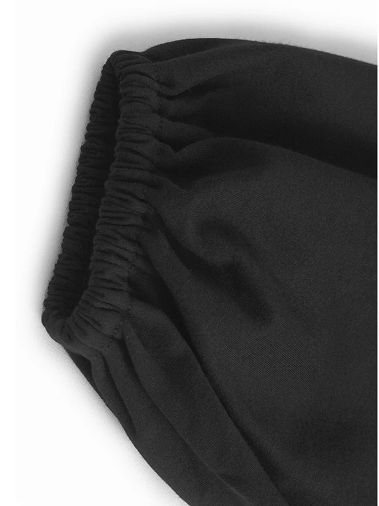 Women Black Pleated Hollow Out Big Size Elegant Mini Dress New V-Neck Long Sleeve Fashion Tide Spring Autumn 2025 1DH9549