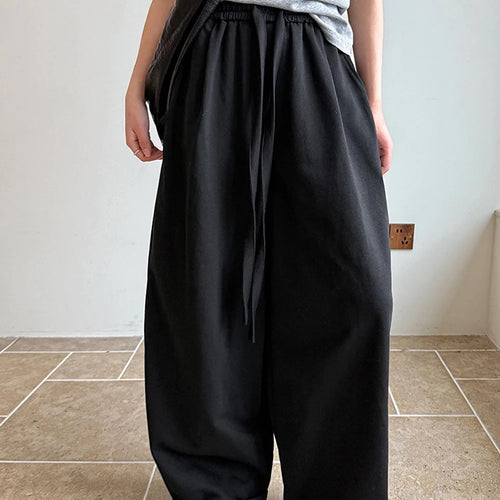 Load image into Gallery viewer, High Elastic Waist Black Drawstring Long Casual Wide Leg Pants New Trousers Women Fashion Tide Spring Autumn 2025 1DJ0194
