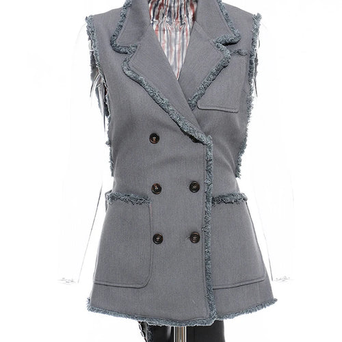 Load image into Gallery viewer, Women Two Ways Wear Tassels Striped Blazer New Lapel Long Sleeve Loose Fit Jacket Fashion Tide Spring Autumn 2025  JX643
