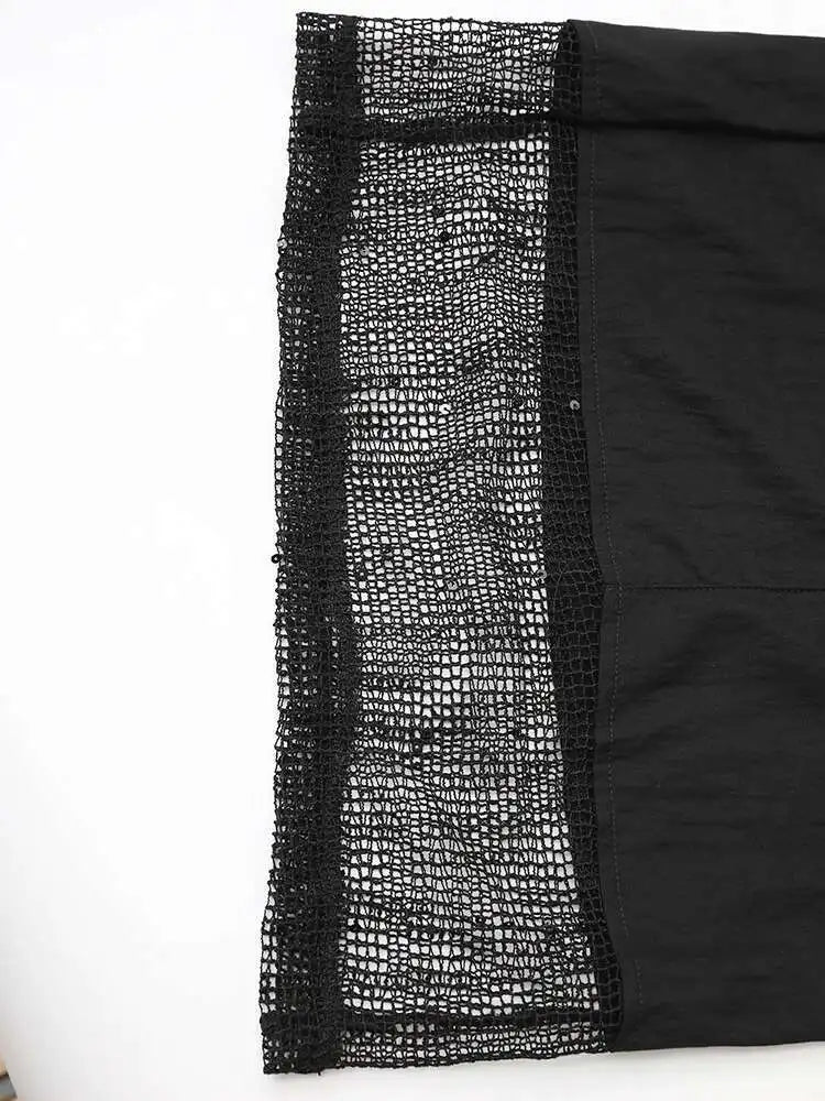 High Elastic Waist Black Mesh Perspective Wide Leg Pants New Trousers Women Fashion Tide Spring Autumn 2025 1DH5345