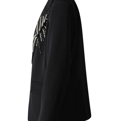 Load image into Gallery viewer, Women Black Pearl Nailed Big Size Casual Blazer New Lapel Long Sleeve Jacket Fashion Tide Spring Autumn 2025 CPG3095
