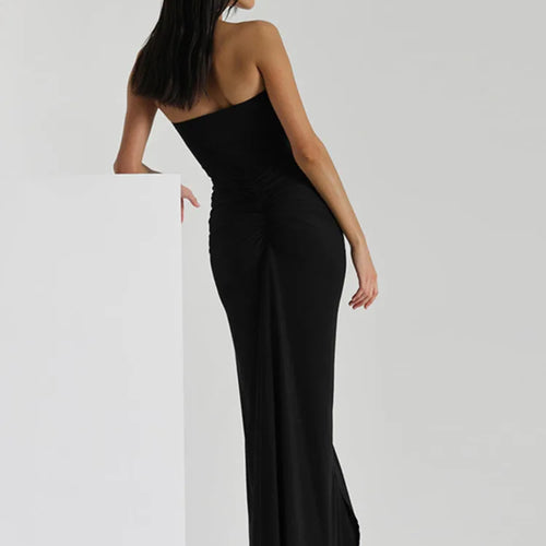 Load image into Gallery viewer, Elegant Sleeveless Ruffle Edge Irregular Women Dress Summer New Fashion Pleated Split Slim Party Evening Dress 2024
