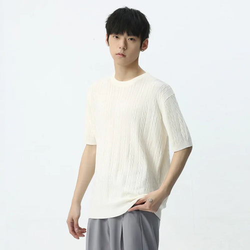 Load image into Gallery viewer, Minimalist Men&#39;s T-shirt Knitting Round Neck Short Sleeve Casual Solid Color Summer Fashion Men&#39;s Clothing 9C5387
