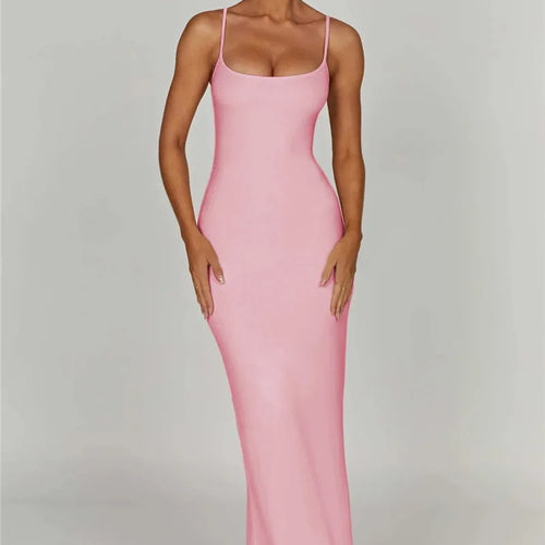 Load image into Gallery viewer, Spaghetti Strap Backless Bodycon Maxi Dress Women Autumn New Thickened Fabric Sleeveless Club Party Sexy Long Dress
