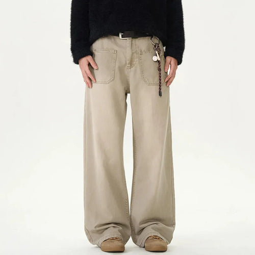 Load image into Gallery viewer, Men's Cargo Pants American Handsome Niche Solid Color Style Straight Leg Multi Pockets Trendy Male Trousers 9W1463
