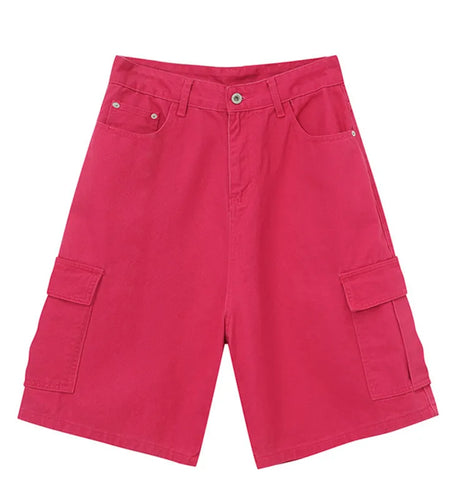 Summer Casual Bottoms Men's Denim Shorts Retro Washed Wide Leg Short Jeans Straight Solid Color New Trendy Male 9C6402