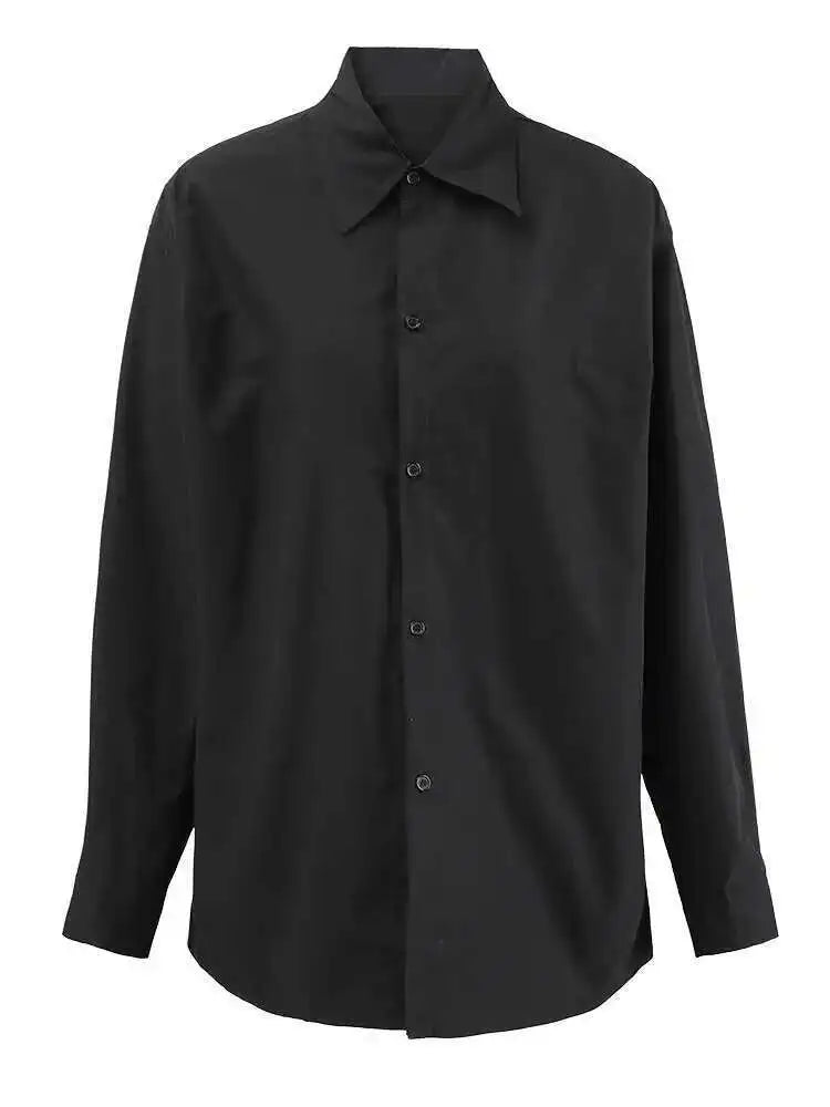 Women Black Back Sequins Big Size Casual Blouse New Lapel Long Sleeve Shirt Fashion Tide Spring Autumn 2025 CPG1444