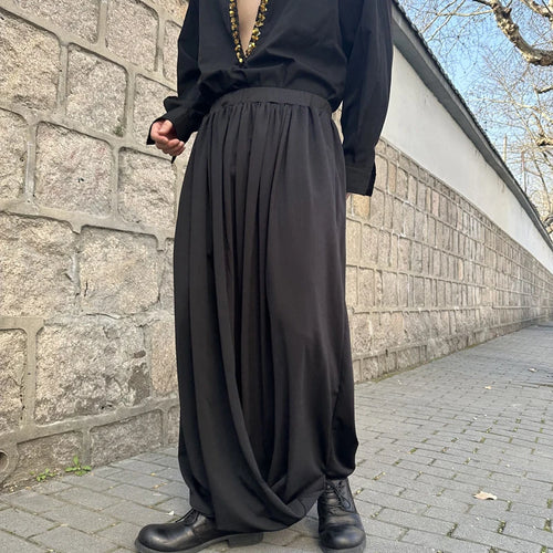 Load image into Gallery viewer, Men&#39;s Causal Trousers New Chinese Style Niche Design Irregular Casual Skirt Pants Trend Personalized Loose Pants 9W1788
