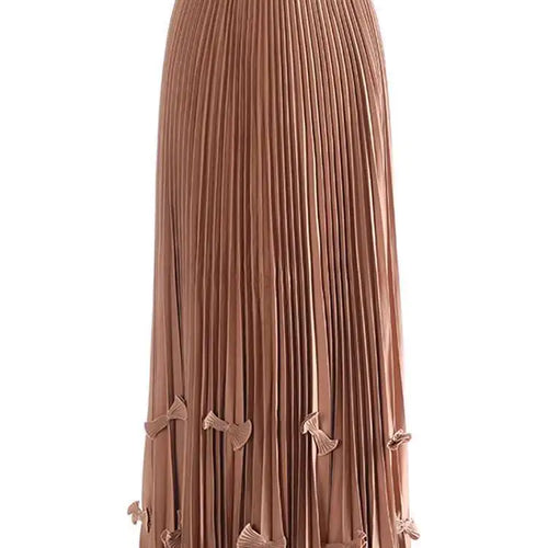 Load image into Gallery viewer, High Elastic Waist Wine Red Bow Spliced Pleated Elegant Half-body Skirt Women Fashion Tide New Spring Autumn 2025 1DH9840
