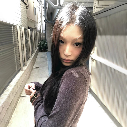 Load image into Gallery viewer, Japanese Y2k Knitted Tops Two Piece Set Vintage Harajuku Button Knit T-shirt Sets Korean 2000s Style Knitwear American
